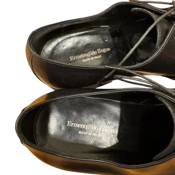 Ermenegildo Zegna Mens Black Laced Dress Shoes
